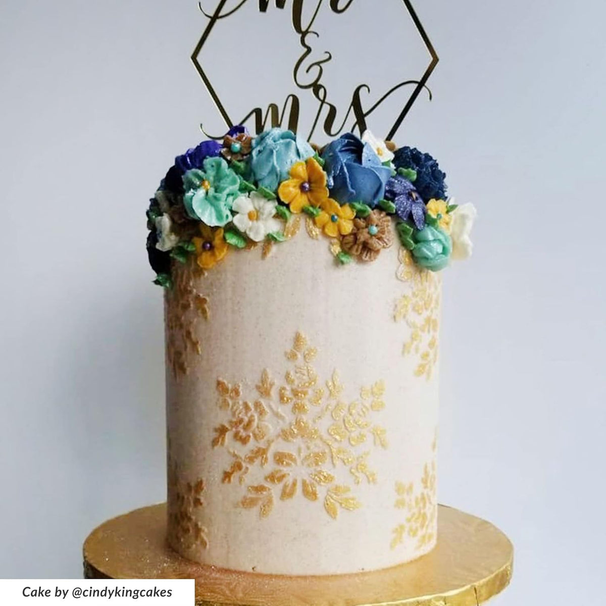 Cake Decorating Stencil for Tall Buttercream Cake, Royal Icing, Ganache, Paint, Airbrush (Poise)