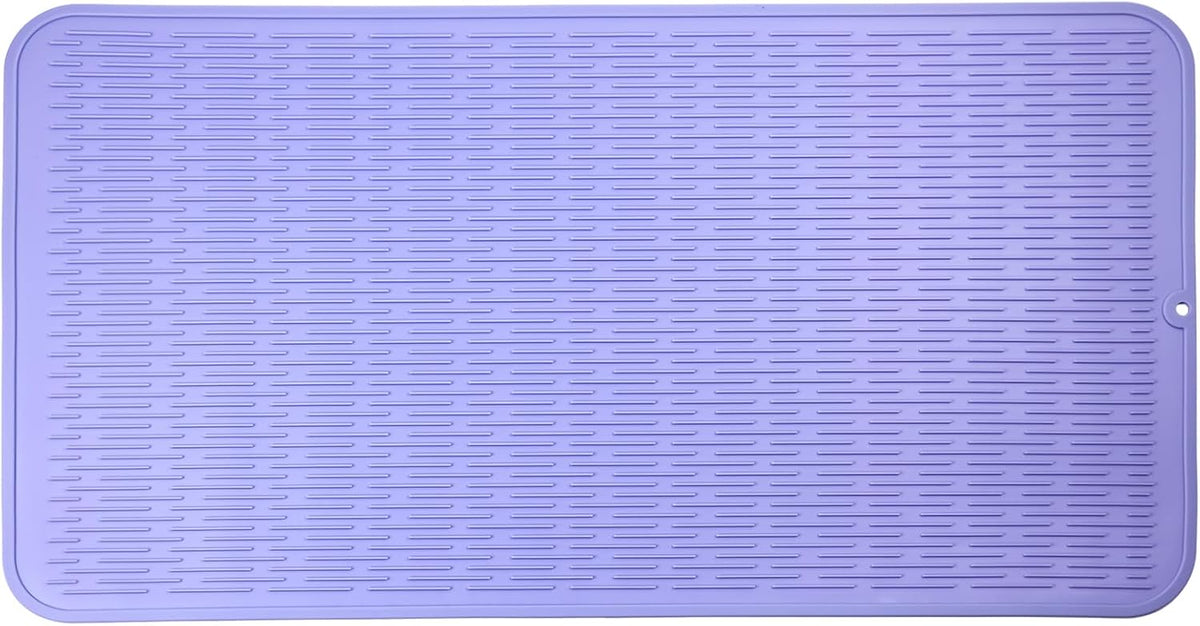 Silicone Dish Drying Mat for Multiple Usage,Easy clean,Eco-friendly,Heat-resistant Silicone Mat for Kitchen Counter or Sink,Refrigerator or Drawer Liner Light Purple 4XL 32 inches x 18 inches