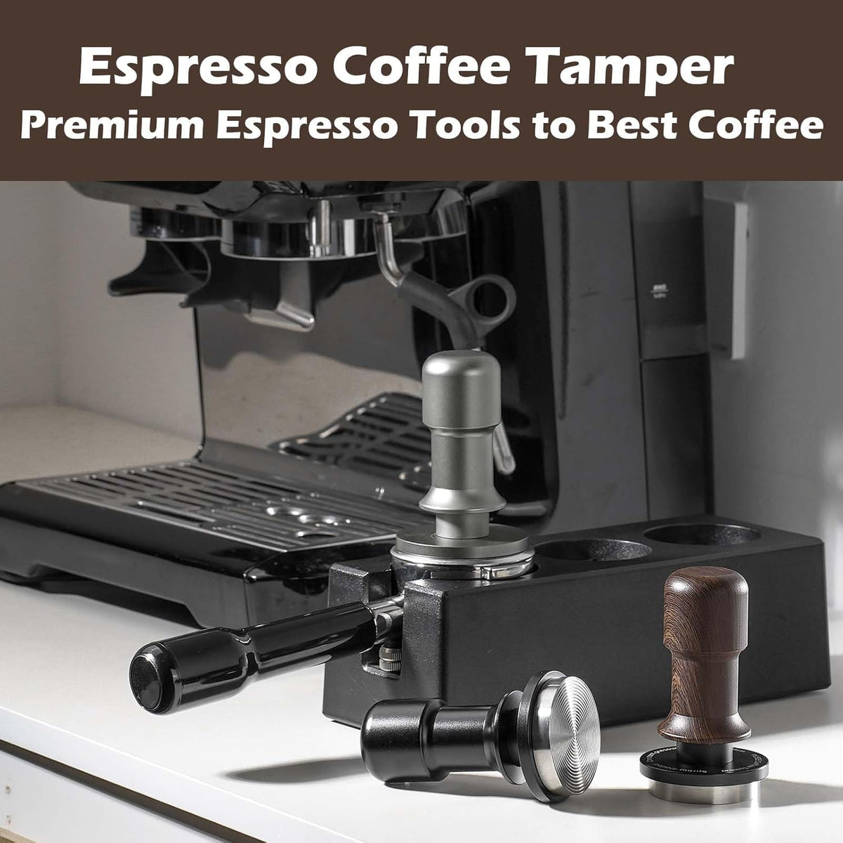 PUSEE 58mm Espresso Coffee Tamper,Premium 30lb Calibrated Espresso Tamper Upgrade Coffee Tamper with Spring Loaded, Stainless Steel Ground Tamper for Barista Home Coffee Espresso Accessories