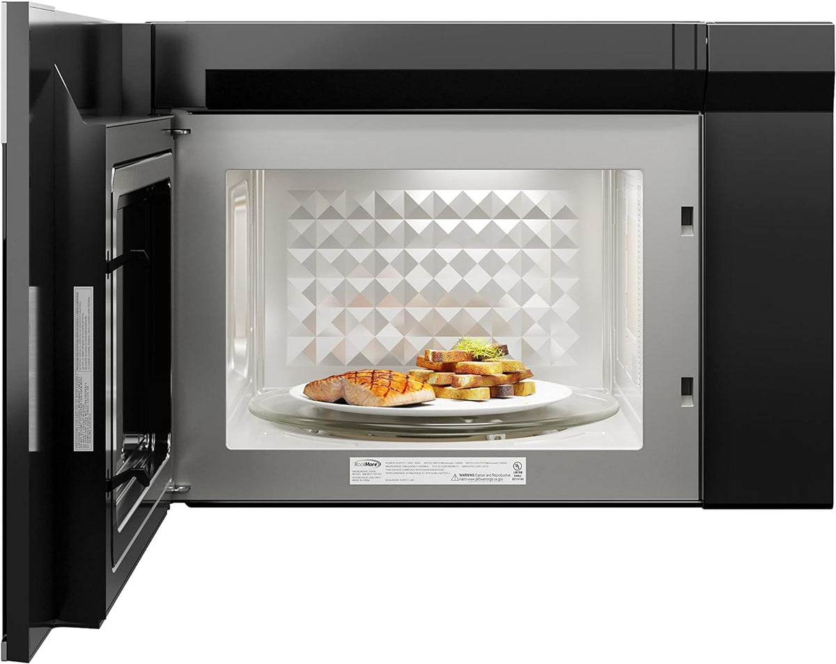 KoolMore KM-MOT-OP1SS 24 inch Over The Range Stainless Steel Microwave, 300 CFM Vent Hood Function cu.ft, 24 in/1.3 Cu. Ft, Black