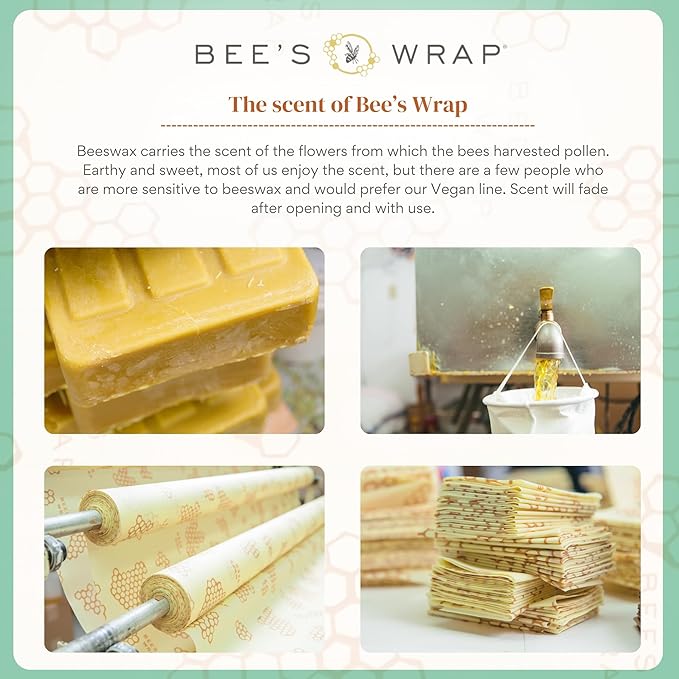 Bee's Wrap Beeswax Wraps for Food - Seasons Greetings Cut to Size Wax Paper Roll - Made in USA Reusable Waxed Paper & Bowl Covers - Organic & Eco-Friendly Alternative to Aluminum Foil & Plastic Wrap
