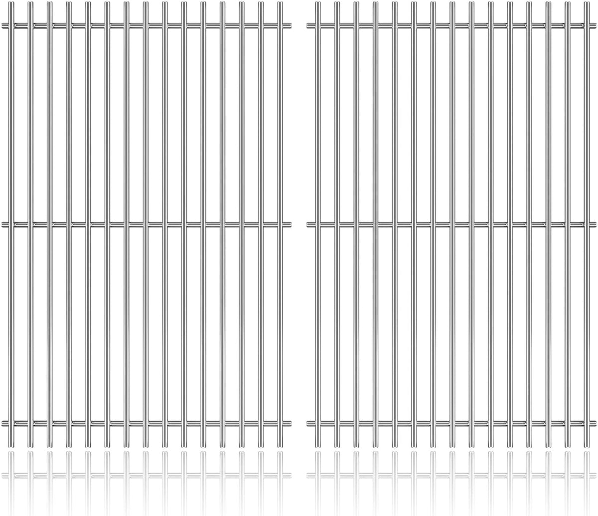 19.5" Solid Stainless Steel Cooking Grill Grates Replacement for Weber Genesis E and S Series 300 E310 E320 S310 S320 Gas Grills, Cooking Grate Grid for Weber 7524 7528, Set of 2