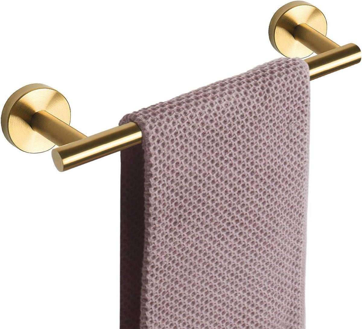 NearMoon Bath Towel Bar, Bath Accessories Thicken Stainless Steel Shower Towel Rack for Bathroom, Towel Holder Wall Mounted (1 Pack, Brushed Gold, 12 Inch)