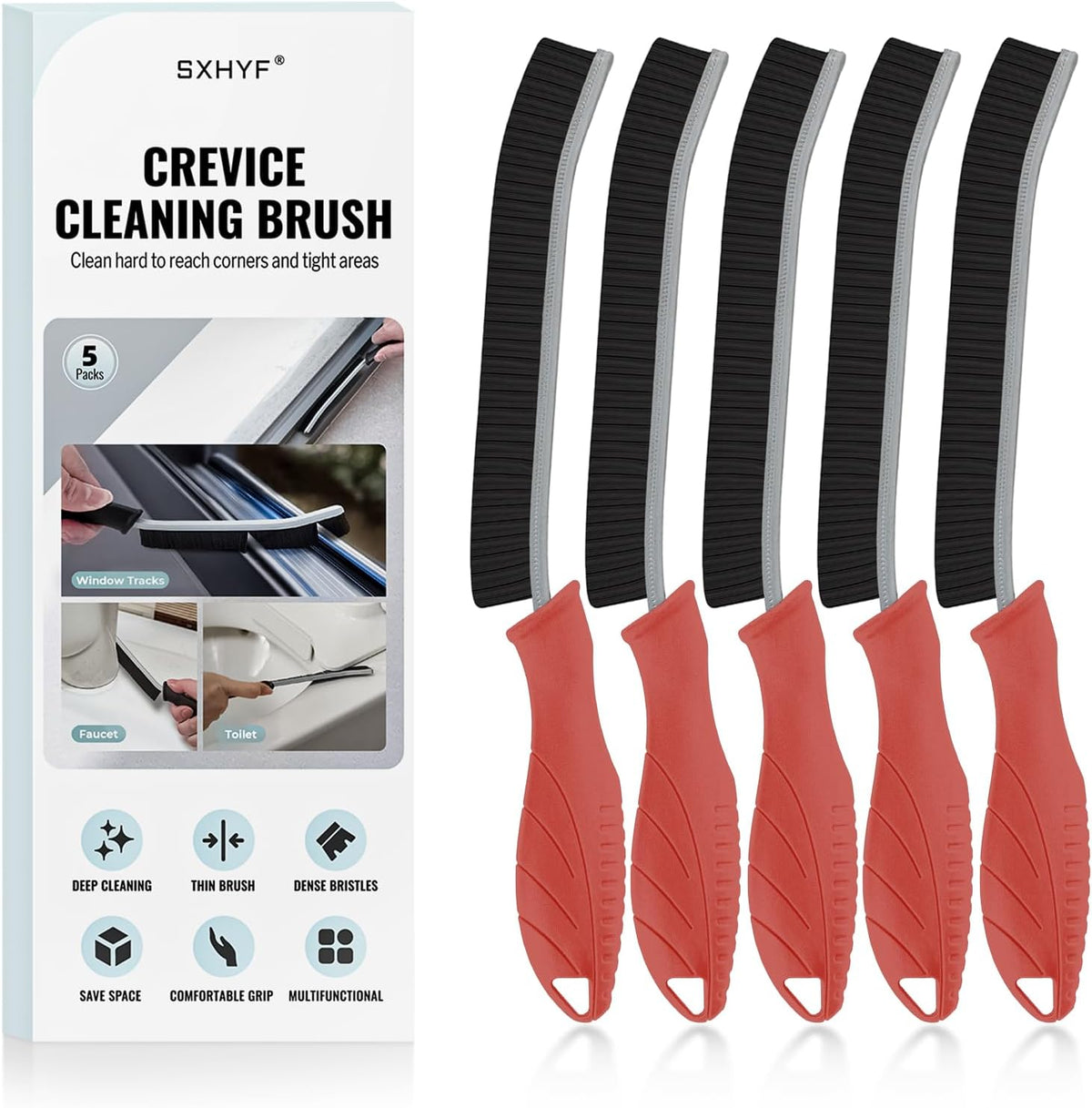 SXhyf Crevice Cleaning Brush - Grout Scrub Brush, House Cleaning Supplies, Gap Cleaning Tools, Home Essentials, Gifts for Women Men, Hard Bristle Crevice Cleaner Brush for Household Use, Bathroom