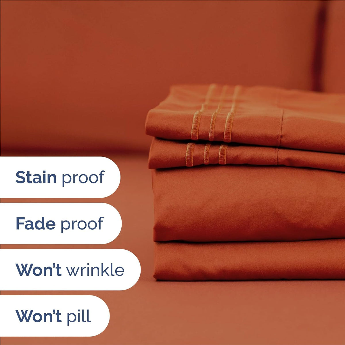 King Size 4 Piece Sheet Set - Comfy Breathable & Cooling Bed Sheets Set - Hotel Luxury Bedding for Women, Men, Kids & Teens - Deep Pockets, Easy-Fit, Super Soft & Wrinkle Free - Oeko-Tex - Terracotta