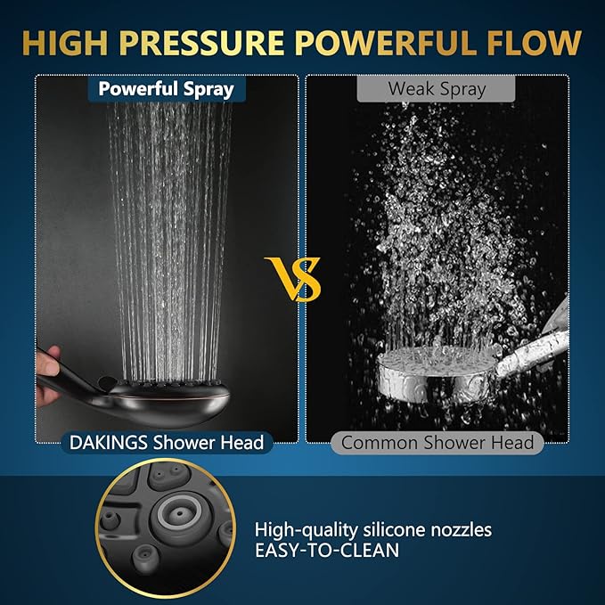 6 Spray Modes High Pressure Handheld Showerhead Set Upgraded 5 Inches Shower Head with Handheld Spray Oil Rubbed Bronze Handheld Shower Head 60 Inches Stainless Steel Hose-1-Min Install