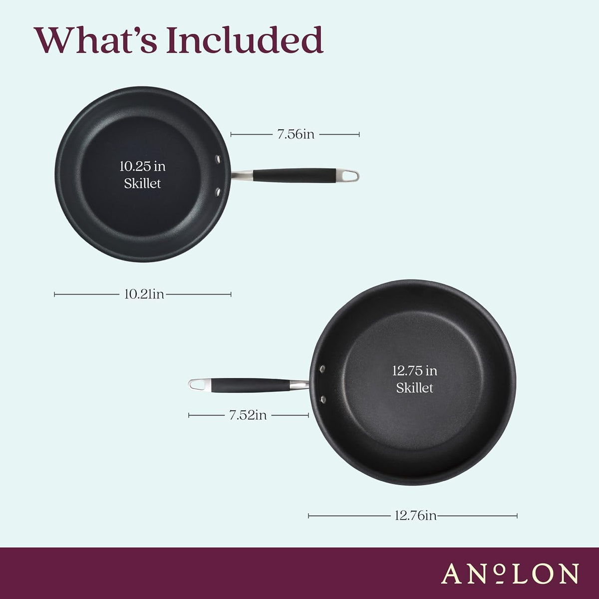 Anolon Advanced Home Hard-Anodized Nonstick Skillets (2 Piece Set- 10.25-Inch & 12.75-Inch, Onyx)