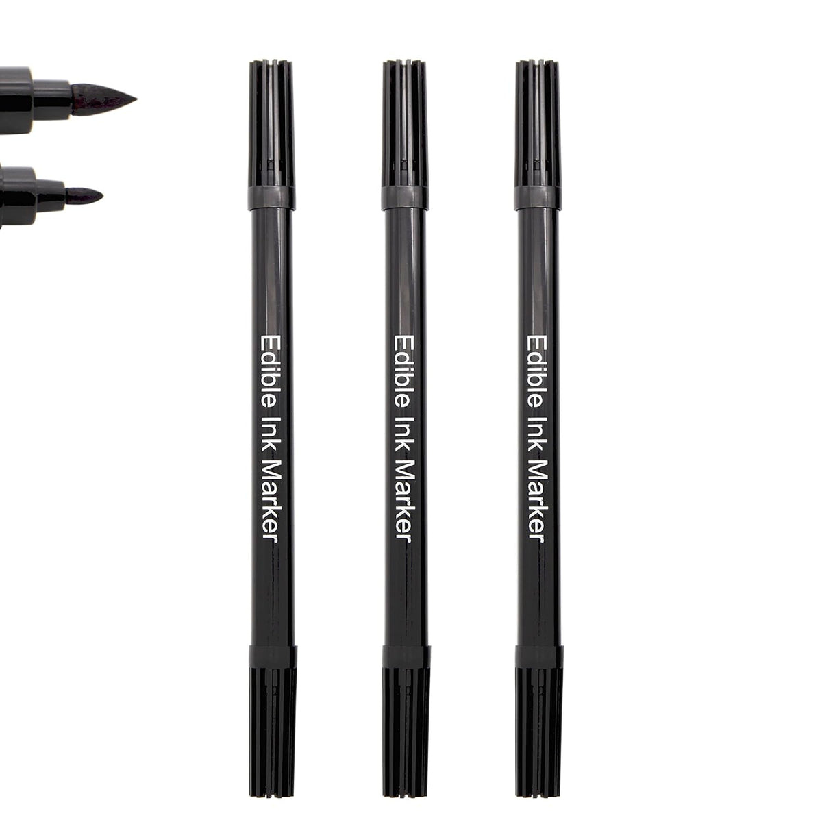 Dual Tips Food Coloring Pens，3PCS Black Color Food Grade and Edible Marker,Gourmet Writers for Decorating Fondant,Cakes, Cookies, Frosting, Easter Eggs, Thick Tip and Fine Tip, by Edibleink