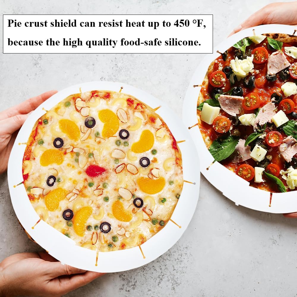 Adjustable Pie Crust Shields Baking Protectors, Silicone Cover Ring Fits 8-11.4 Inch Pies, Baking Pie Pizza Crust Shield Protector Cover for Edges (Transparent-1pcs)