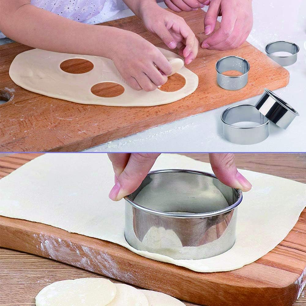 12 Pieces Round Cookie Biscuit Cutter Set,Graduated Circle Pastry Cutters,18/8 Stainless Steel Cookie Cutters and Donut Cutter Ring Molds