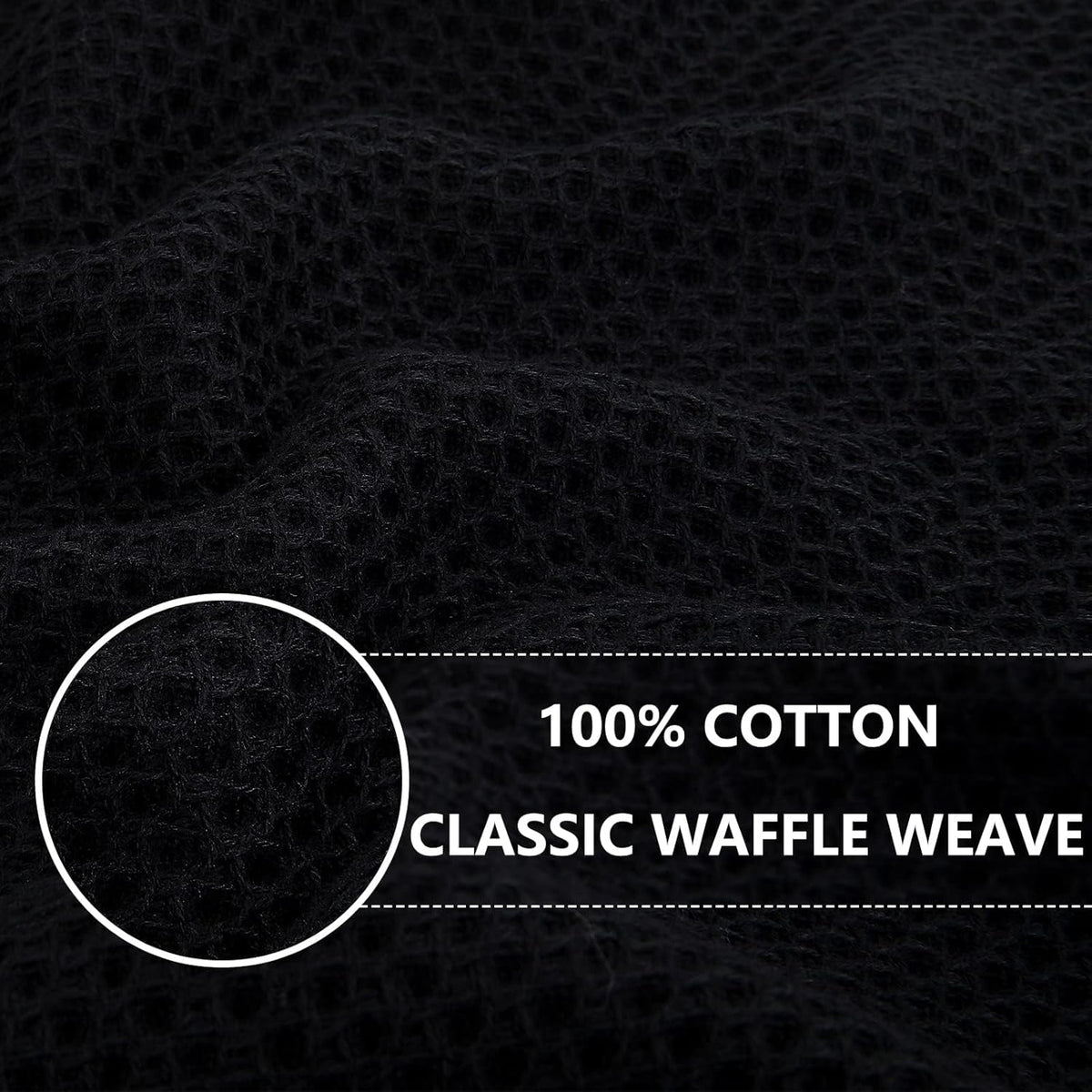 Homaxy 100% Cotton Waffle Weave Kitchen Dish Towels, Ultra Soft Absorbent Quick Drying Cleaning Towel, 13 x 28 Inches, 24-Pack, Black