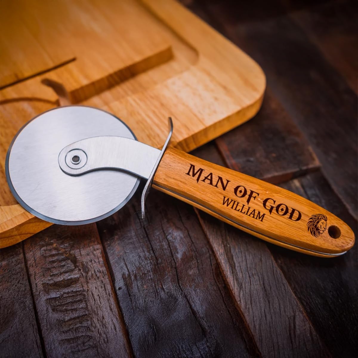 Pizza Cutter Wheel with Sharp Blade - Christian Gifts for Men, Women, Religious Gift for Husband, Birthday & Christmas Present (Man Of God)