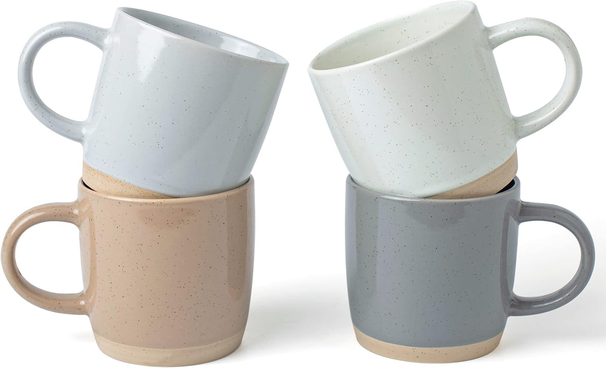 famiware Coffee Mugs for 4, 12 oz Mug Set, Dringking Cup with Handle for Coffee, Tea, Cocoa, Milk, Milkyway serise, Multi-color
