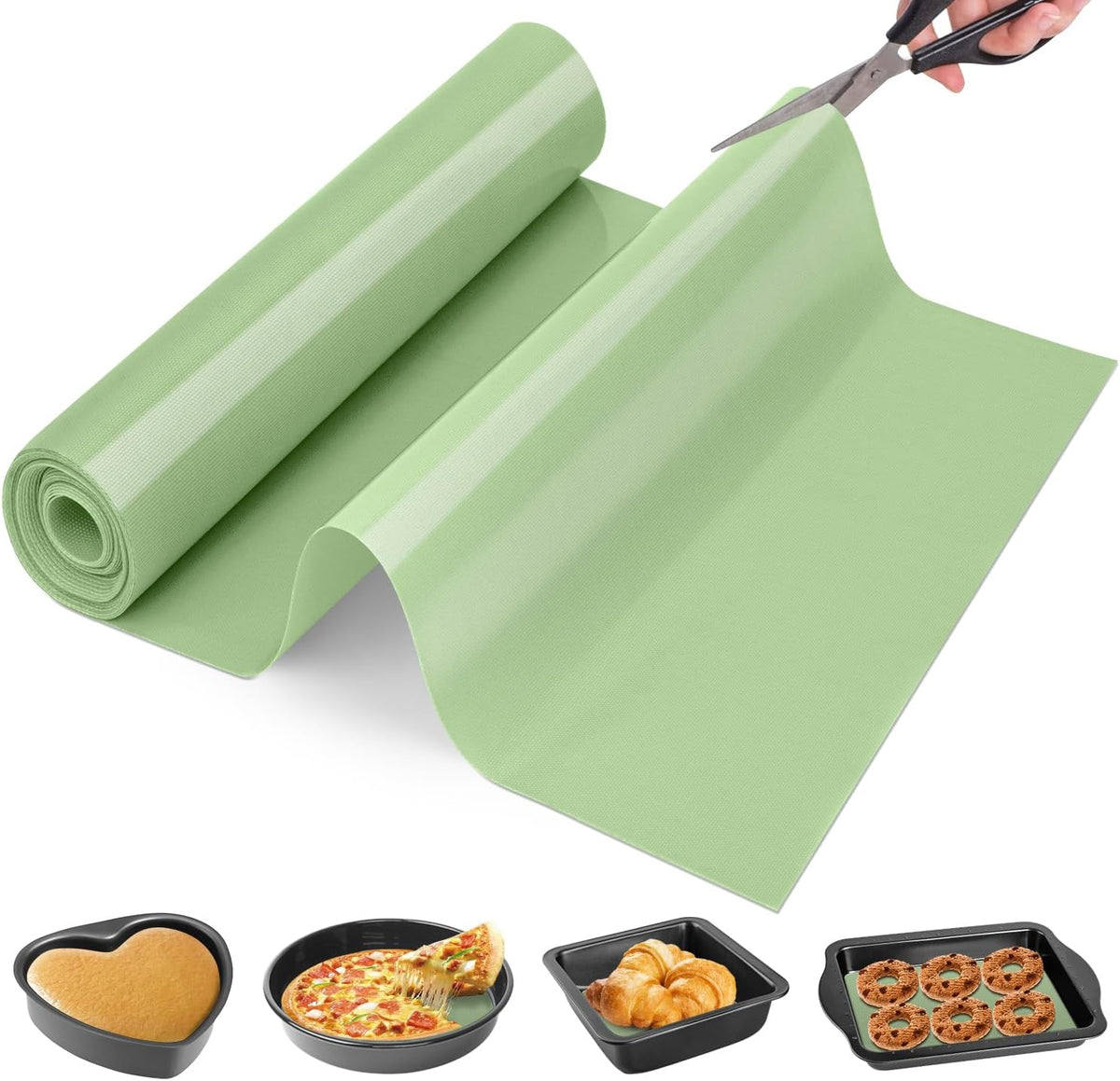 Silicone Baking Mat Roll - Best German Silicone - Heat Resistant Baking Macaron Bread Mat, Non-stick Pastry Mat, Reusable Dough Rolling Mat Cookie Sheet