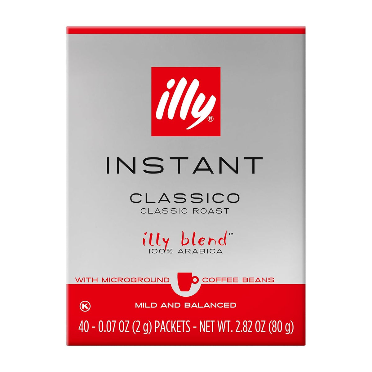 illy Instant Coffee Singles, Classico Medium Roast, Caramel & Orange Blossom Notes, 40 Single-Serve Packets (2g Each) - Premium Arabica Coffee