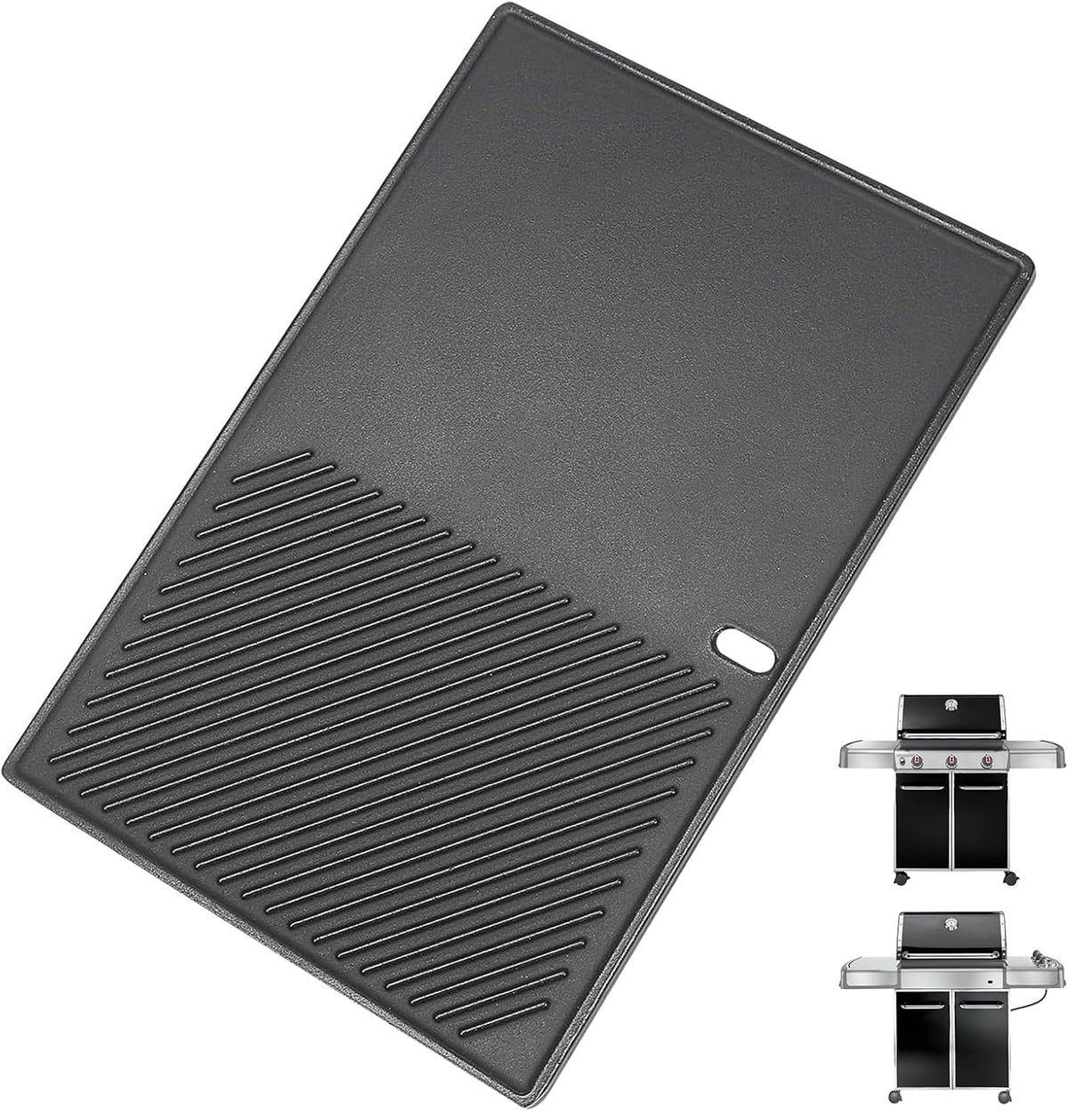 7566 Cast Iron Griddle for Weber Genesis 300 Series Grills – Compatible with Genesis E310, E320, E330, Cast Iron Reversible Griddle Plate Replacement for Weber 7524, 1 Pack
