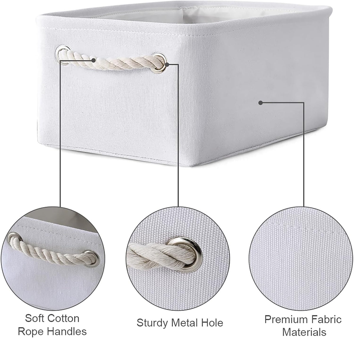 TheWarmHome Storage Basket for Gifts Empty - 11.8x7.8x5.2 inch 1 Pack Fabric Storage Cubes, Nursery Organizers and Storage for Closet Cloth Toy Book (White)