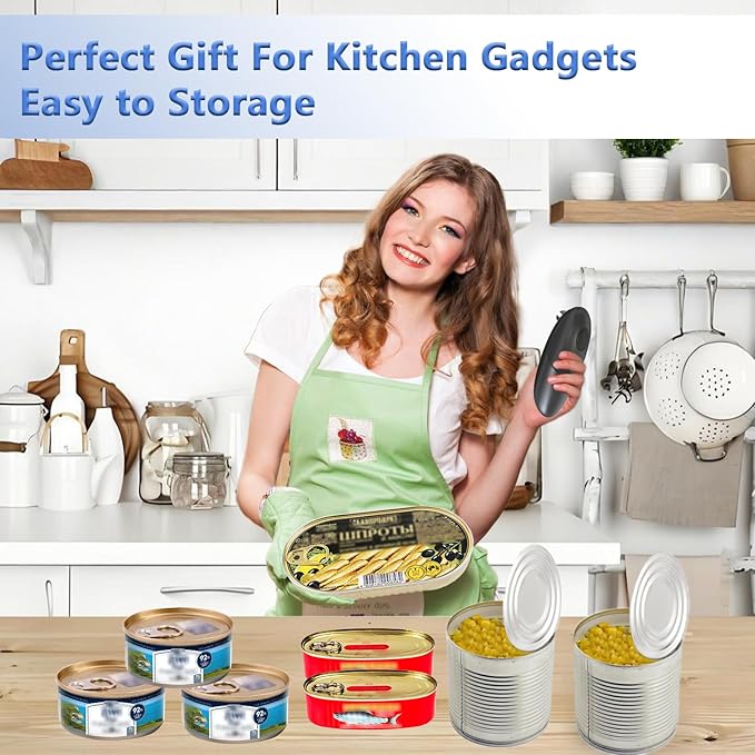 Electric Can Opener，One Touch Automatic Can Opener，Smooth Edge Food-Safe Can Openers for Seniors with Arthritis, Fits Almost All Can Sizes，Battery Operated Easy Use for kitchen