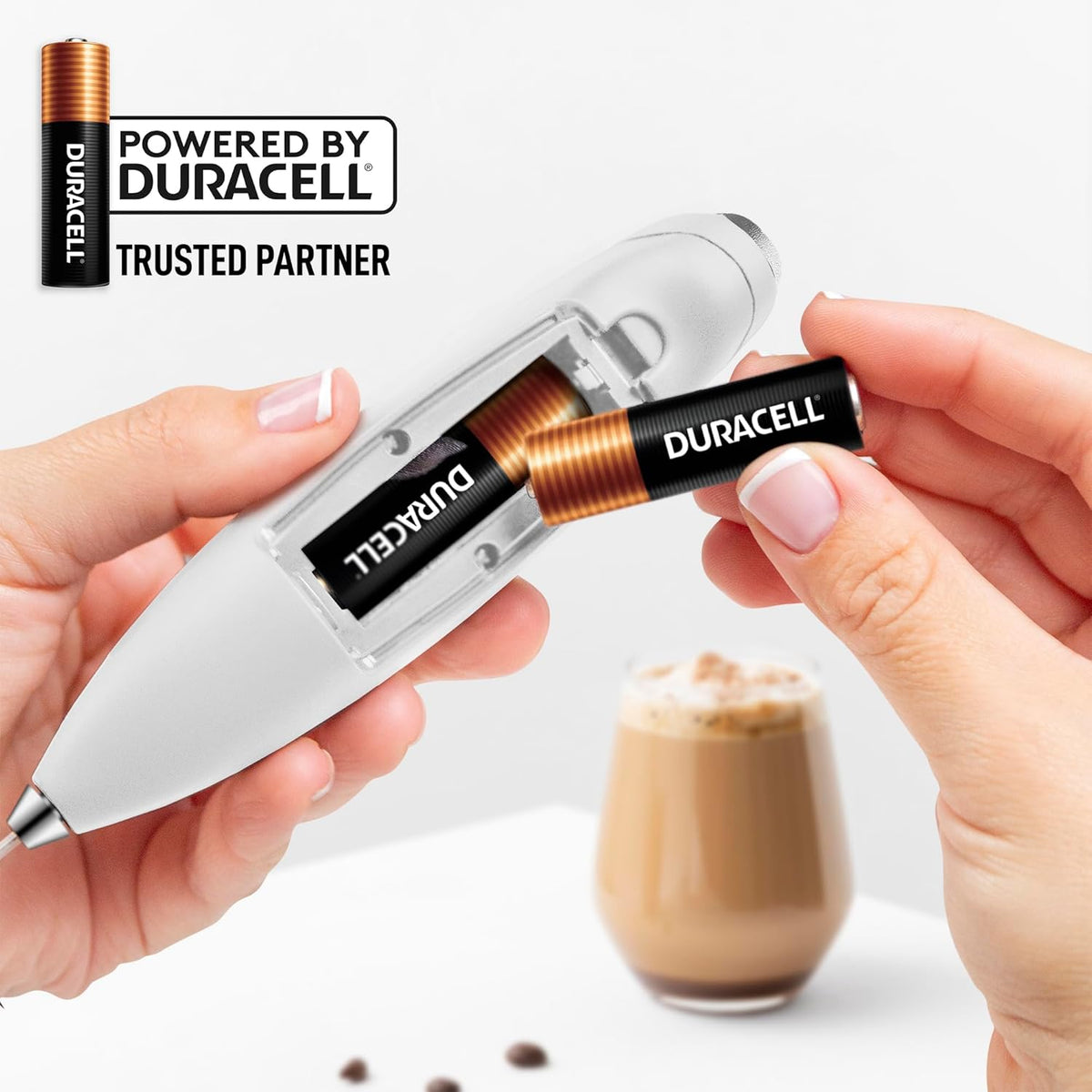 Zulay Kitchen Patented Tornado Triple Whisk Milk Frother with 4 Duracell Batteries – Handheld Foam Maker for Coffee, Lattes, Matcha & Hot Chocolate – Rich, Creamy Froth in Seconds