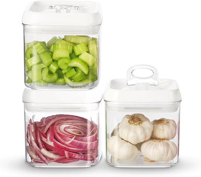 Felli Flip Tite Food Storage Container 5" LARGE Size Airtight Lid Lock Top, Stackable Kitchen Canister for Space Saving, Pantry Fridge Cupboard Organizer, Spice Seasoning Pet Treats Snack (1.1 qt)