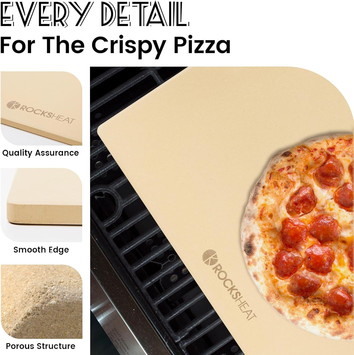 Pizza Stone, Rectangular Extra Large 23.6" x 15.8" x 0.6" Pizza Stones for Oven Grill BBQ, Industrial Commercial Heavy Duty Cordierite Baking Stone for Pizza Bread, Outdoor Pizza Accessories