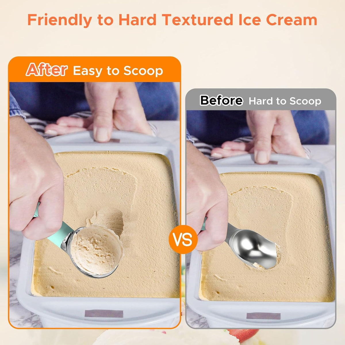 LT LAUDTEC Heated Ice Cream Scoop, Rechargeable Electric Warming Scooper, LED Display, Heats to 158F, IP67 Waterproof, Easy for Seniors & Kids (Blue)