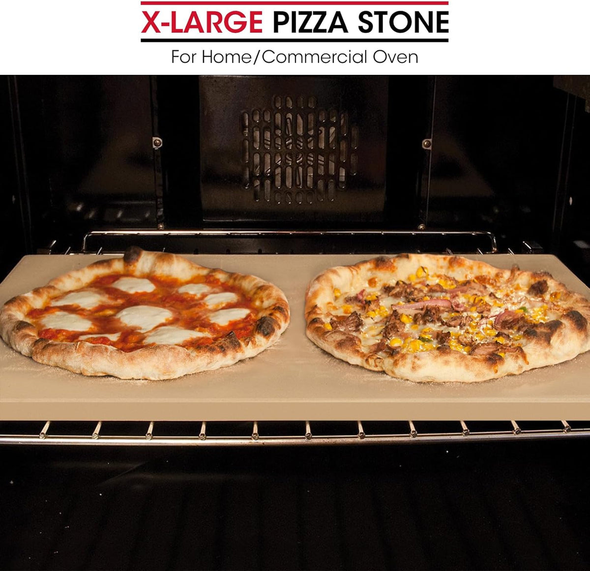 Unicook Extra Large Pizza Stone 24" x 12" x 0.6" for 36"/48" Ovens, Rectangular Baking Stone, Ideal for Baking Crispy Pizzas, Bread and Cookies, Weighs 12 lbs, Does Not Fit 30" Compact Ovens