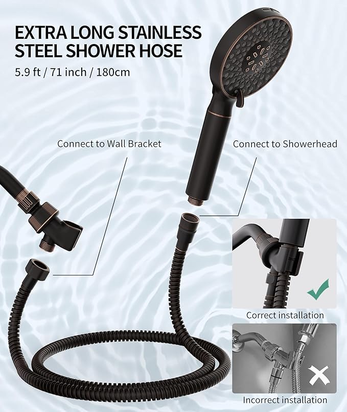 Filtered Shower Head with Handheld, High Pressure 9 Spray Mode ORB Showerhead with Filters, detachable shower head,Water Softener Filters Beads for Hard Water - Remove Chlorine