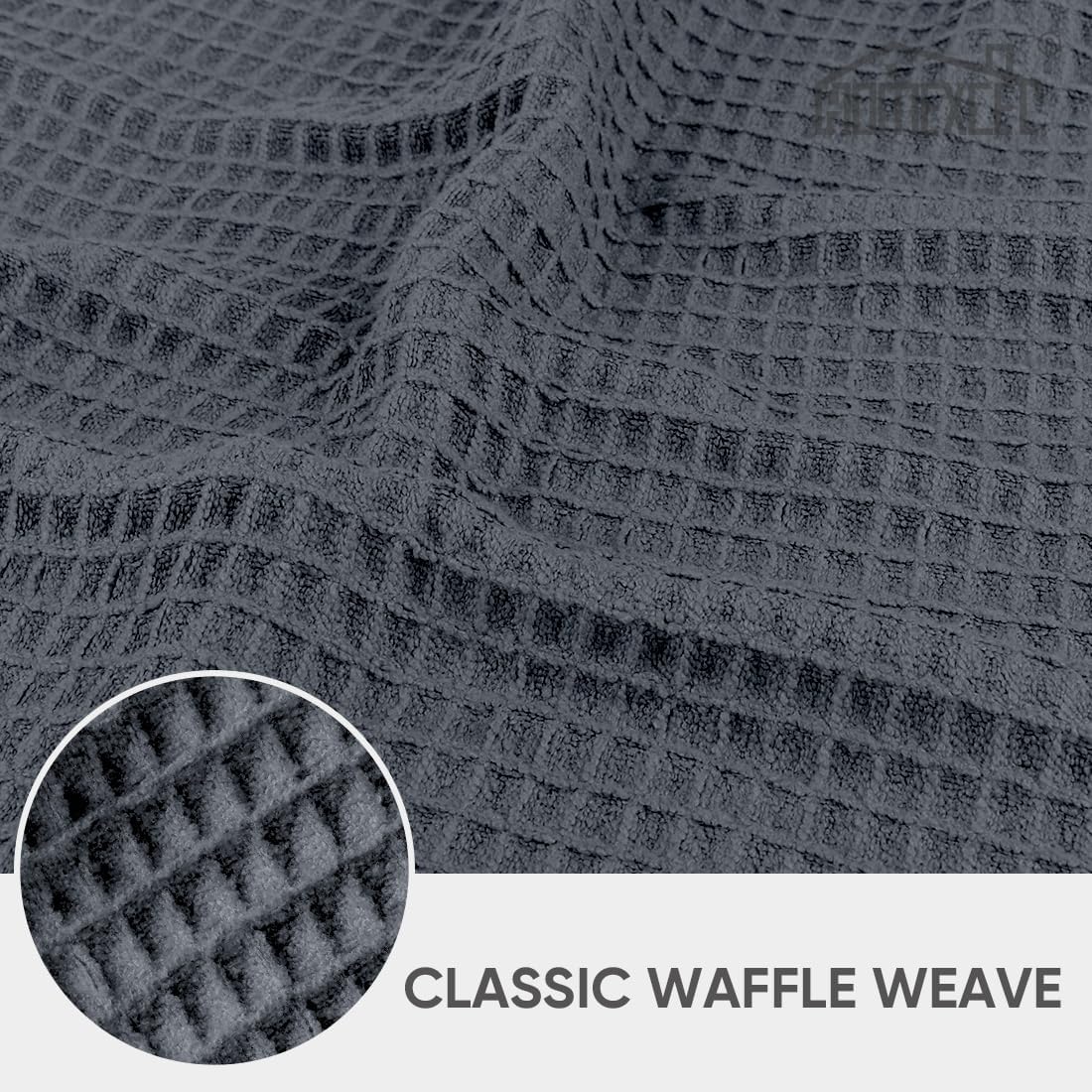 HOMEXCEL Waffle Weave Microfiber Cleaning Cloth, 6 Pack Highly Absorbent Cleaning Rag for Household, Reusable Kitchen Towels, Scratch-Free Barista Towels, 12 x 12 Inches, Grey