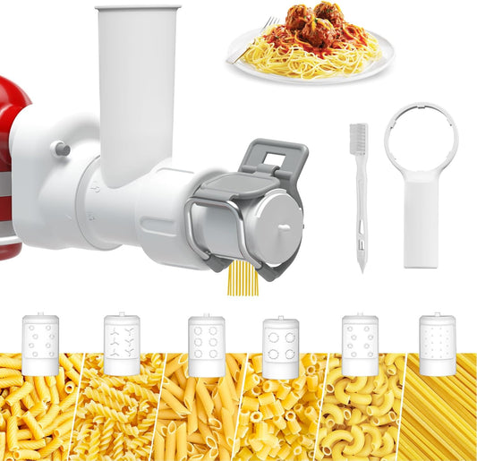 Pasta Maker Attachment for Kitchenaid Stand Mixer with 6 Different Shapes of Pasta Outlet, Durable Kitchenaid Accessories and Attachments, Dishwasher Safe