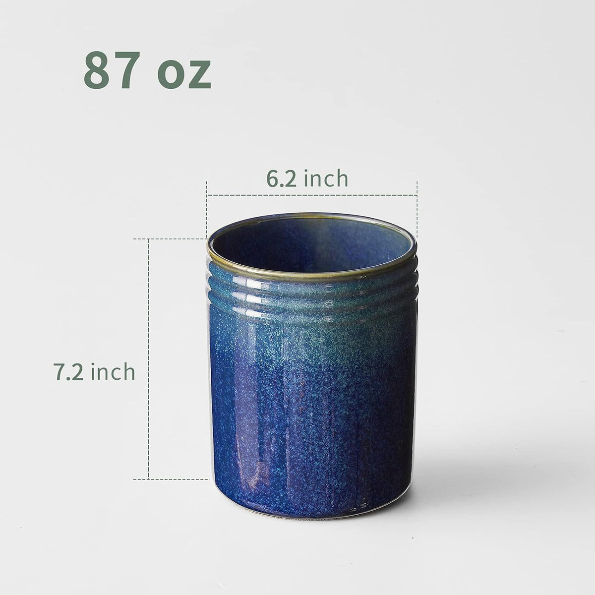 DOWAN 7.2" Kitchen Utensil Holder, Extra Large Farmhouse Utensil Holders for Countertop, Ceramic Utensil Crock, Anti Slip Cork Bottom (Multicolor, 7.2 Inch)