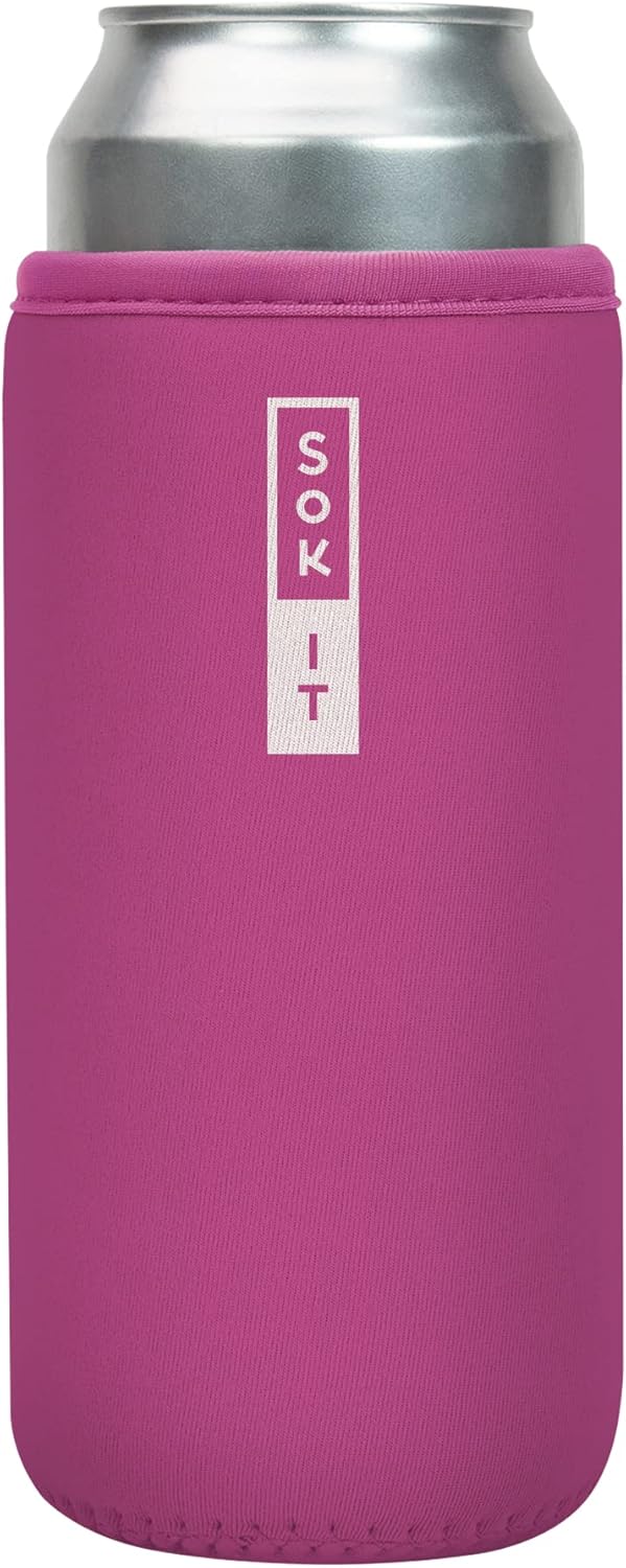 Sok It CanSok Sleeve for Beer & Soda Insulated Neoprene Cover (Bright Pink, 25oz Can Sleeve)