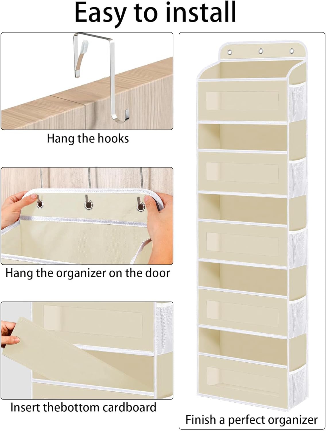 Over The Door Organizer, 5 Shelves Closet Door Hanging Organizer with 10 Mesh Pockets, Nursery Closet Organizer, Baby Essentials, Dorm Room Essentials for Girls