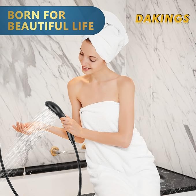 6 Spray Modes High Pressure Handheld Showerhead Set Upgraded 5 Inches Shower Head with Handheld Spray Premium Black Handheld Shower Head 60 Inches Stainless Steel Hose-1-Min Install
