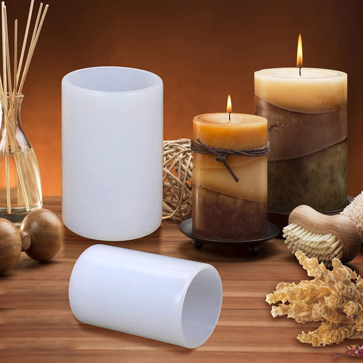 4 Pack Round Resin & Chocolate Silicone Mold - 3D Cylinder & Handmade Candle & Soap Mold