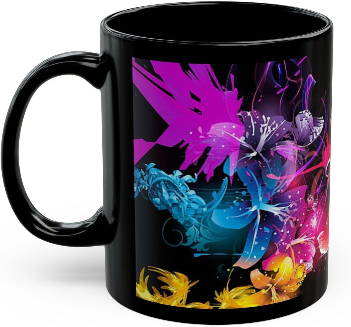 11 OZ Novelty Coffee Mug – Vibrant Floral Design – Unique Ceramic Tea & Coffee Cup – Gift for Women, Gardeners, Flower Lovers – Colorful Holiday Drinkware