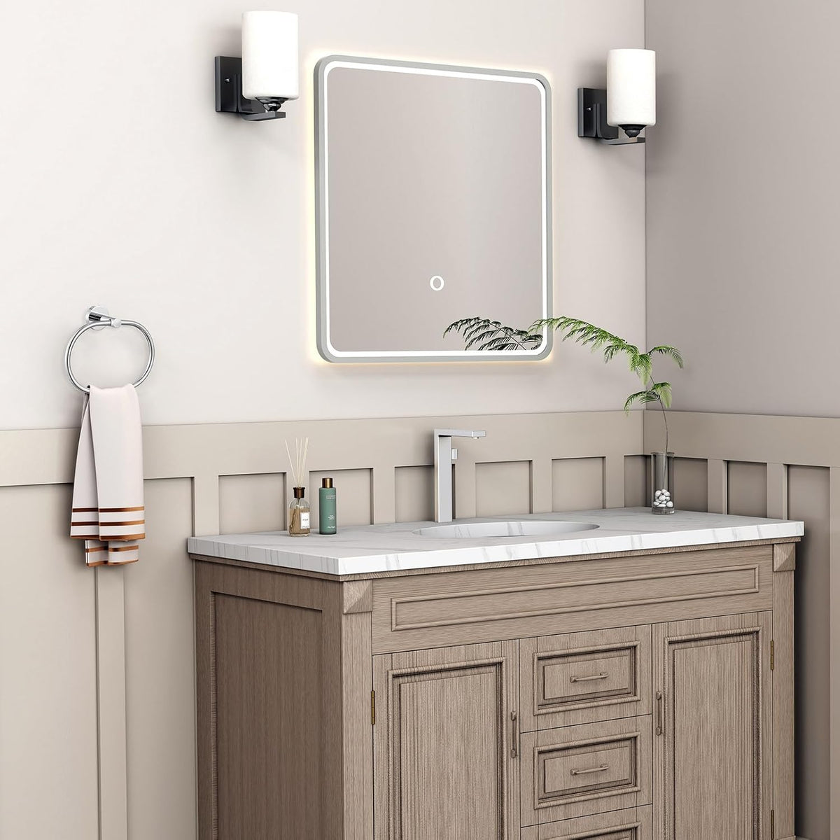 Suyar Hand Towel Holder Chrome, Stainless Steel Towel Ring for Bathroom Wall, Oval Shape