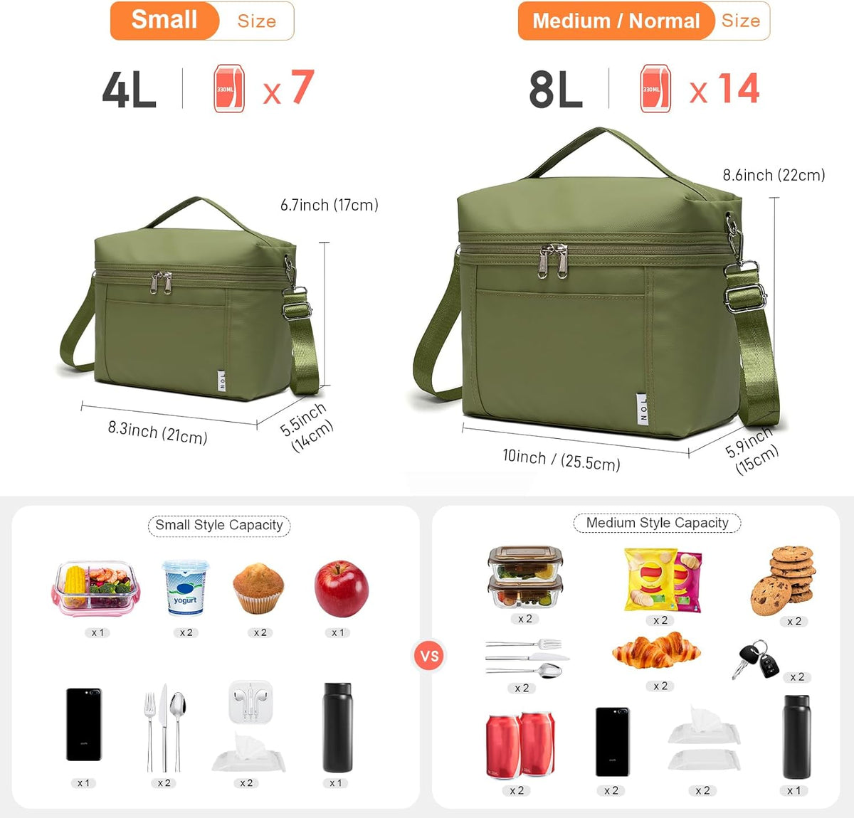 NOL Natural Organic Lifestyle Insulated Lunch Bags for Women Cooler Bag Lightweight Nylon Waterproof Lunch Box For Work