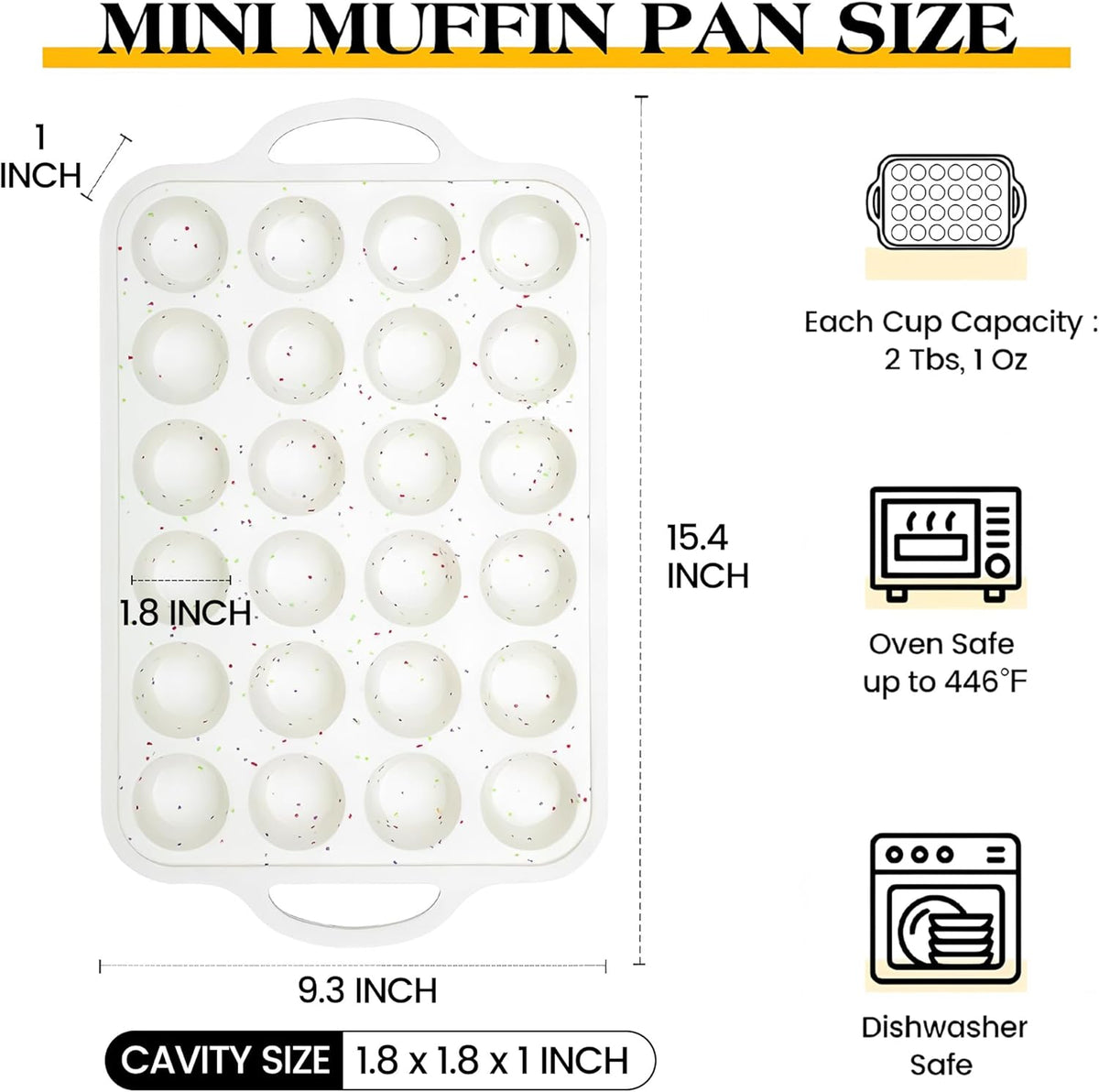 2 Pcs Silicone Mini Muffin Pan With Metal Frame, 24 Cups Nonstick Cupcake Tray for Baking, Small Muffin Molds with Handles (Cream)