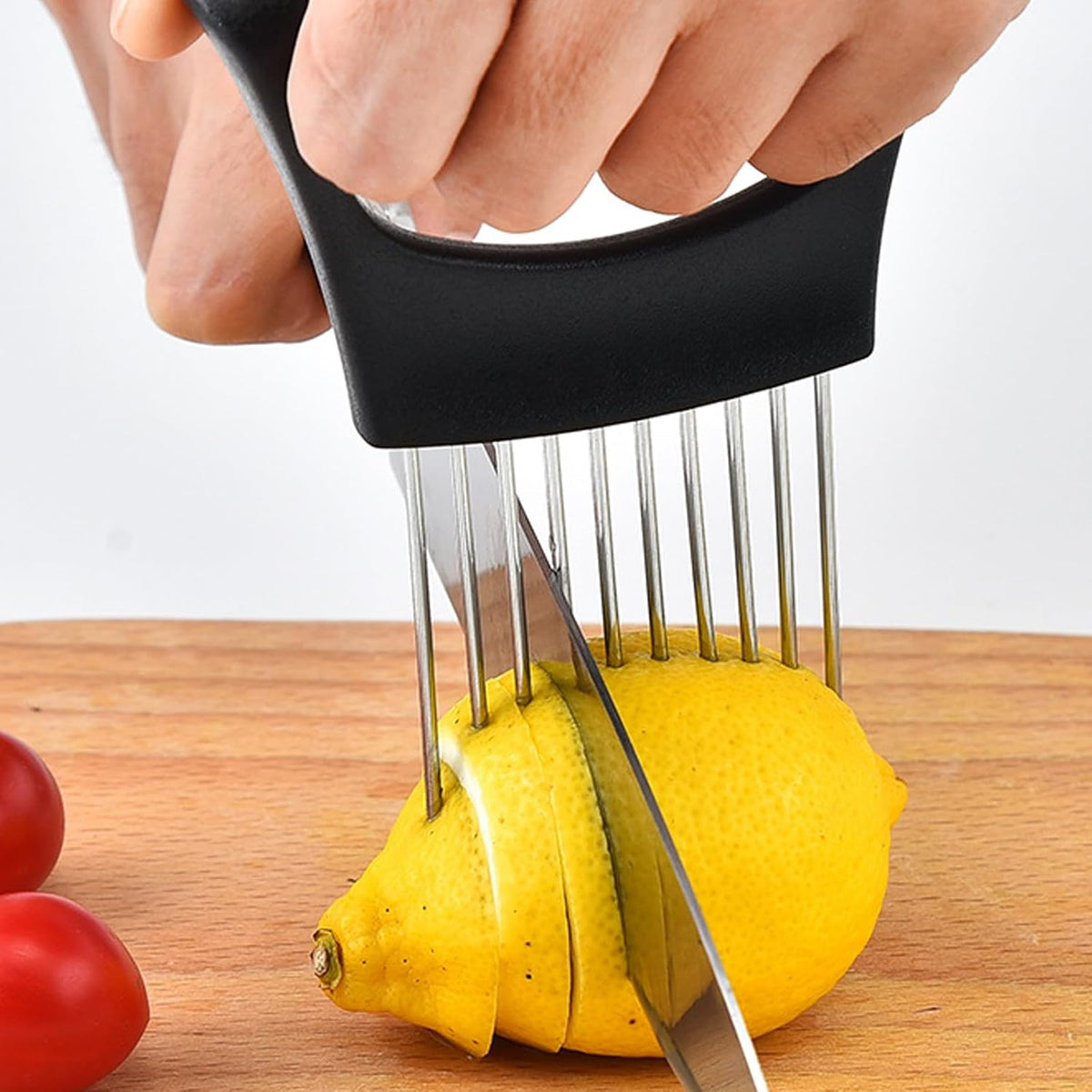 Stainless Steel Onion Slicer Holder, Onion Holder for Slicing & Onion Cutter, Tomato Slicer for Vegetables (Onions, Tomatoes, Potatoes, Avocados, Eggs), Kitchen Slicing Assistant Tool (B-1 PCS)