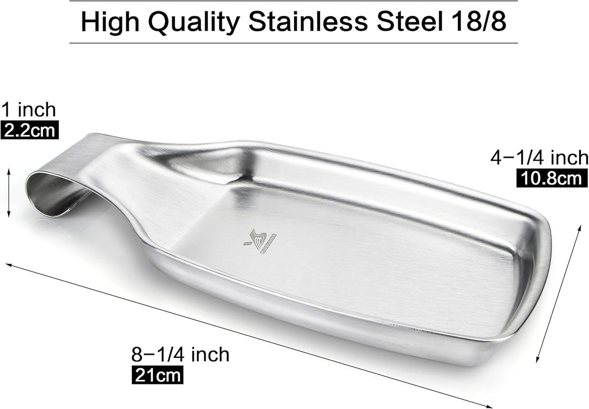 MSY BIGSUNNY Spoon Rest for Stove Top, 304 Stainless Steel Cooking Utensils Spatula Rest for Kitchen Counter, 2 Pack