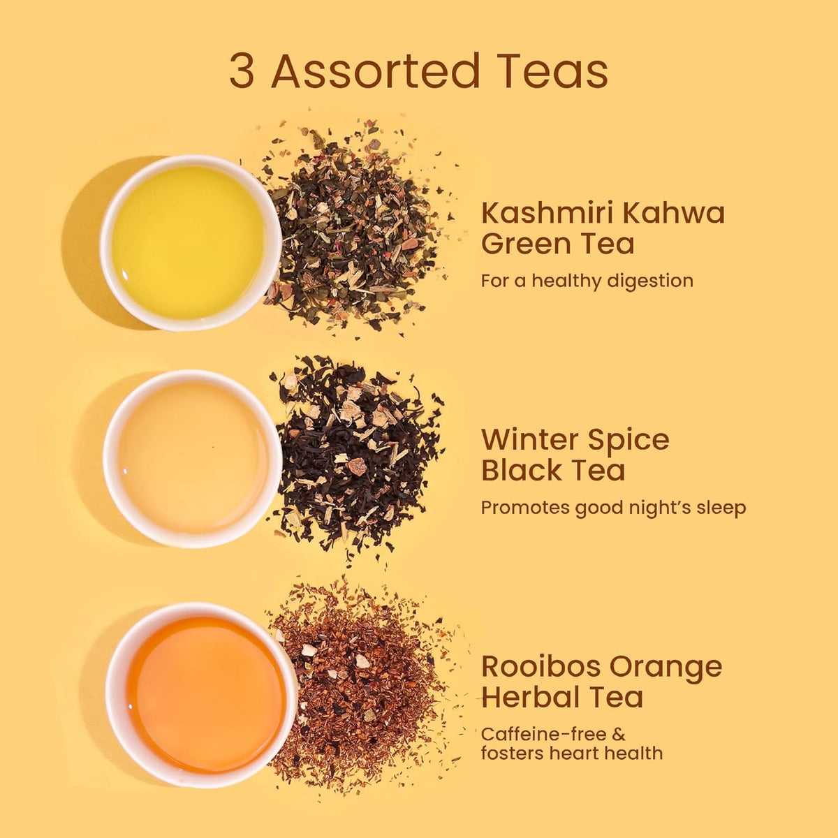 Teaniru, Grandeur Tea Collection – Pack of 200 | Loose Leaf Tea Sampler Gift | 3 Flavored Tea - Black, Herbal & Green Tea | Loose Leaf Tea Gift Set for Corporate Gifting