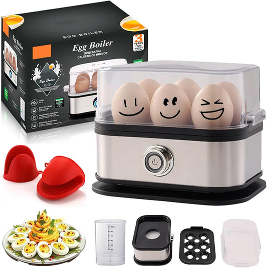 Sunny Side Master Egg Cooker, 2025 New Rapid Egg Cooker 6 Egg Capacity, Soft, Medium, Hard Boiled, Poacher, Stainless Steel Electric Eggs Cooker With Auto Shut-Off, BPA Free (1PCS)