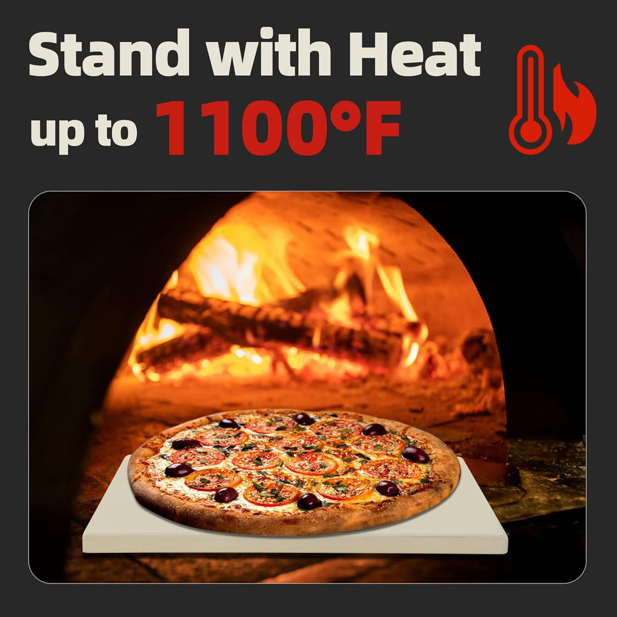 14" Square Pizza Stone, Heavy Duty Cordierite Pizza Pan for Grilling & Pizza Oven, High Temperature Resistant Baking Stone for Pizza, Bread, Meat