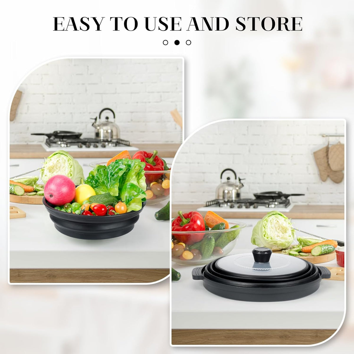 10.7 Inch Microwave Food Cover with Heat Insulation Mat, Anti-Scald Collapsible Microwave Splatter Cover, Multi-Functional as Colander & Fruit Plate, Dishwasher Safe, Ideal for Meal Prep (Transparent)