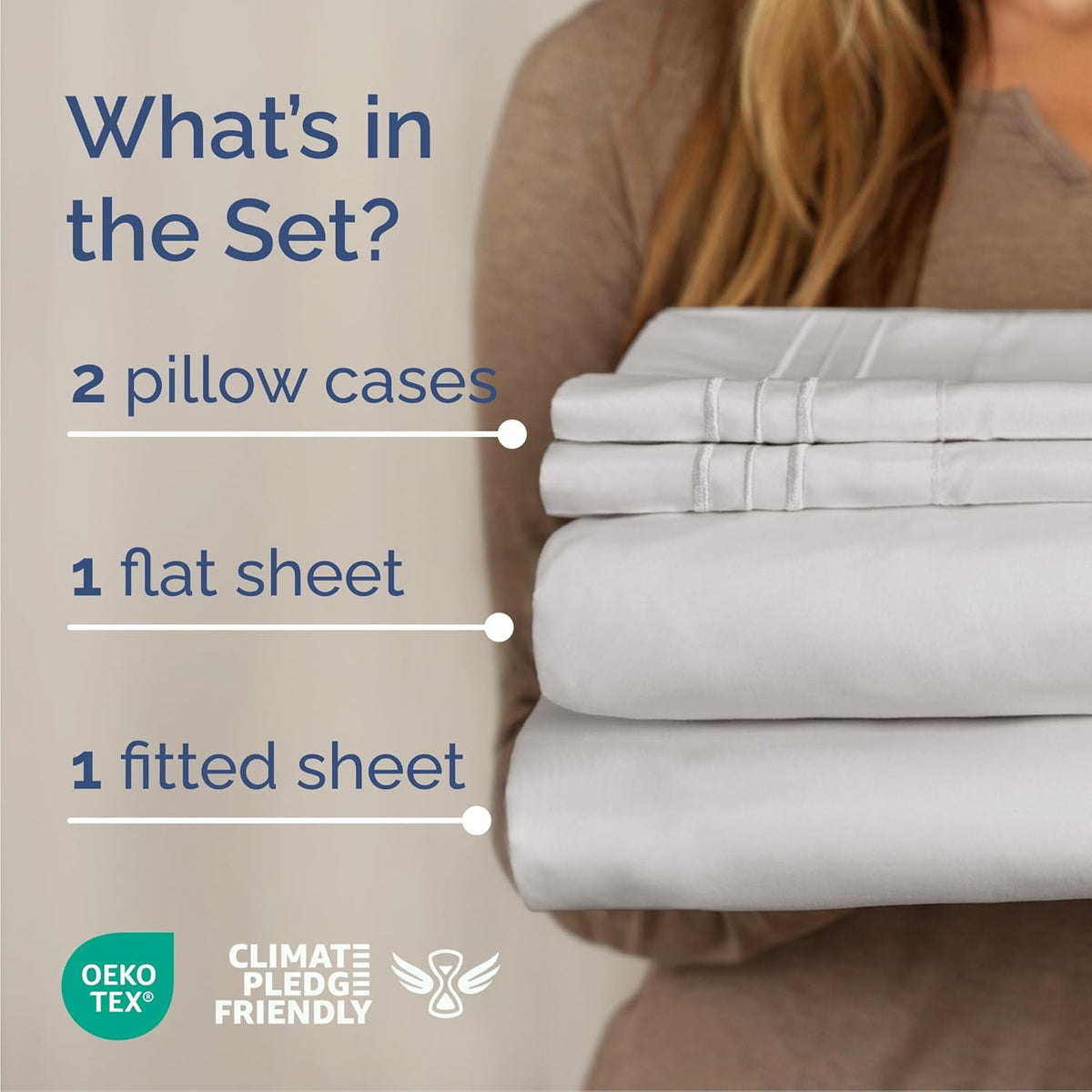 King Size 4 Piece Sheet Set - Comfy Breathable & Cooling Bed Sheets Set - Hotel Luxury Bedding for Women, Men, Kids, Teens, Boys & Girls - Deep Pockets, Soft and Wrinkle Free - Oeko-Tex - French Grey