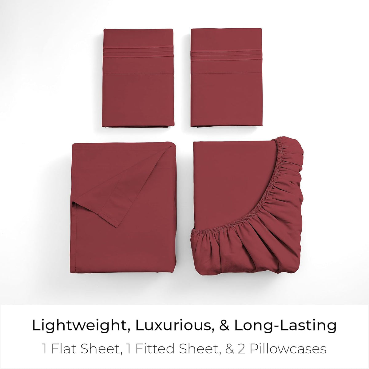 Mellanni California King Sheets Set - 4 PC Iconic Collection Bedding - Hotel Luxury, Extra Soft, Cooling Bed Sheets - Wrinkle, Fade, Stain Resistant (Cal King, Brick Red)