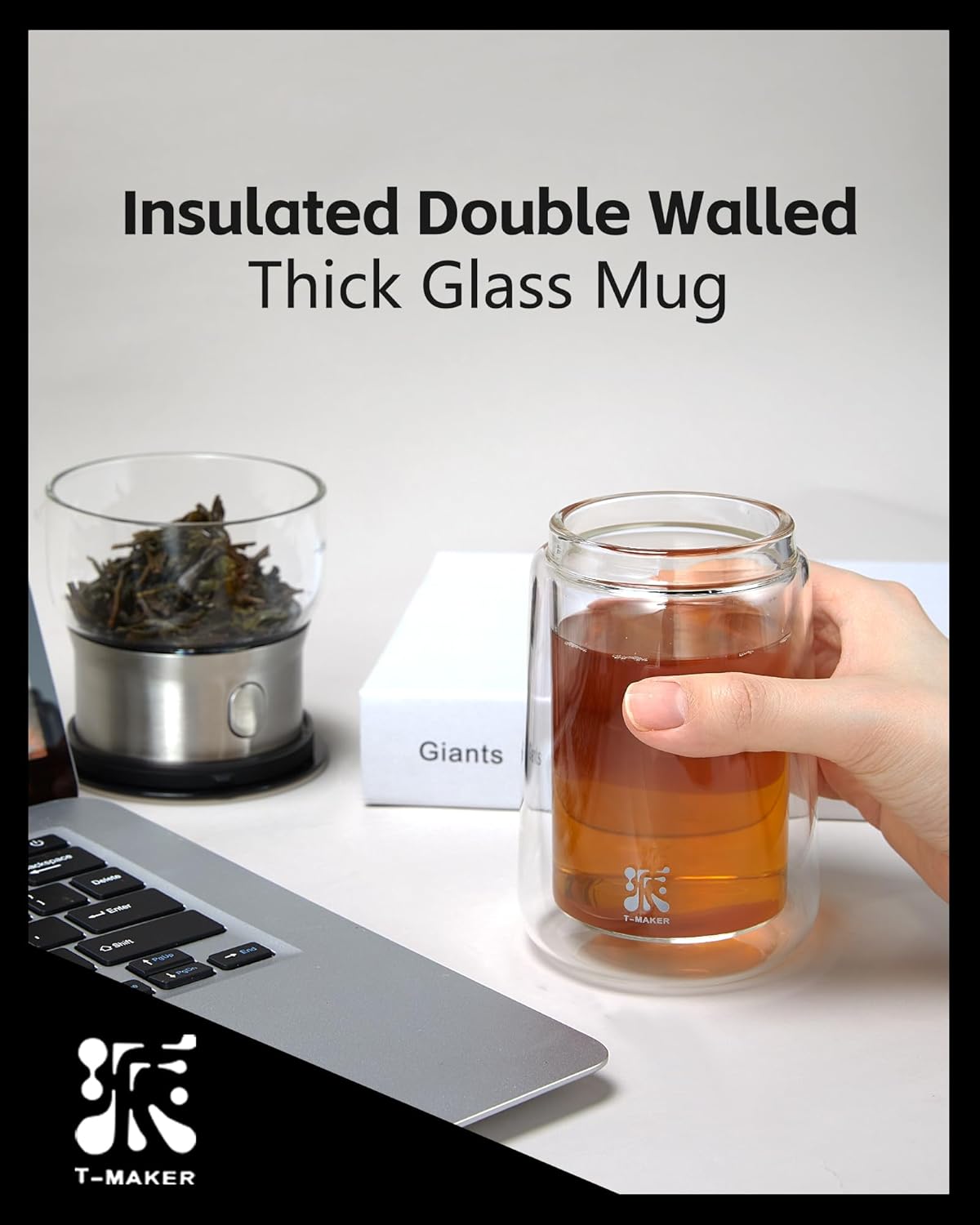 ZENS Modern Glass Tea Infuser Teapot, Smart One Touch Tea Maker for Loose Tea Diffusers with Insulated Mug and Portable Tea Kits, Cool Gongfu Tea Pot for Black Tea Lover Gifts