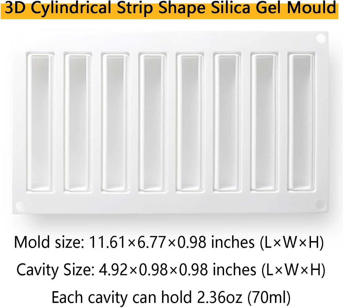 OCPO KITCHEN Cylindrical Silicone Mold for Baking Mousse Cake, 3D Silicone Baking Molds for Cakes, French Dessert, Pastry Chocolate, Silm Bar, Cake Decoration Mold, 3D Cylindrical Shape (8-Cavity)