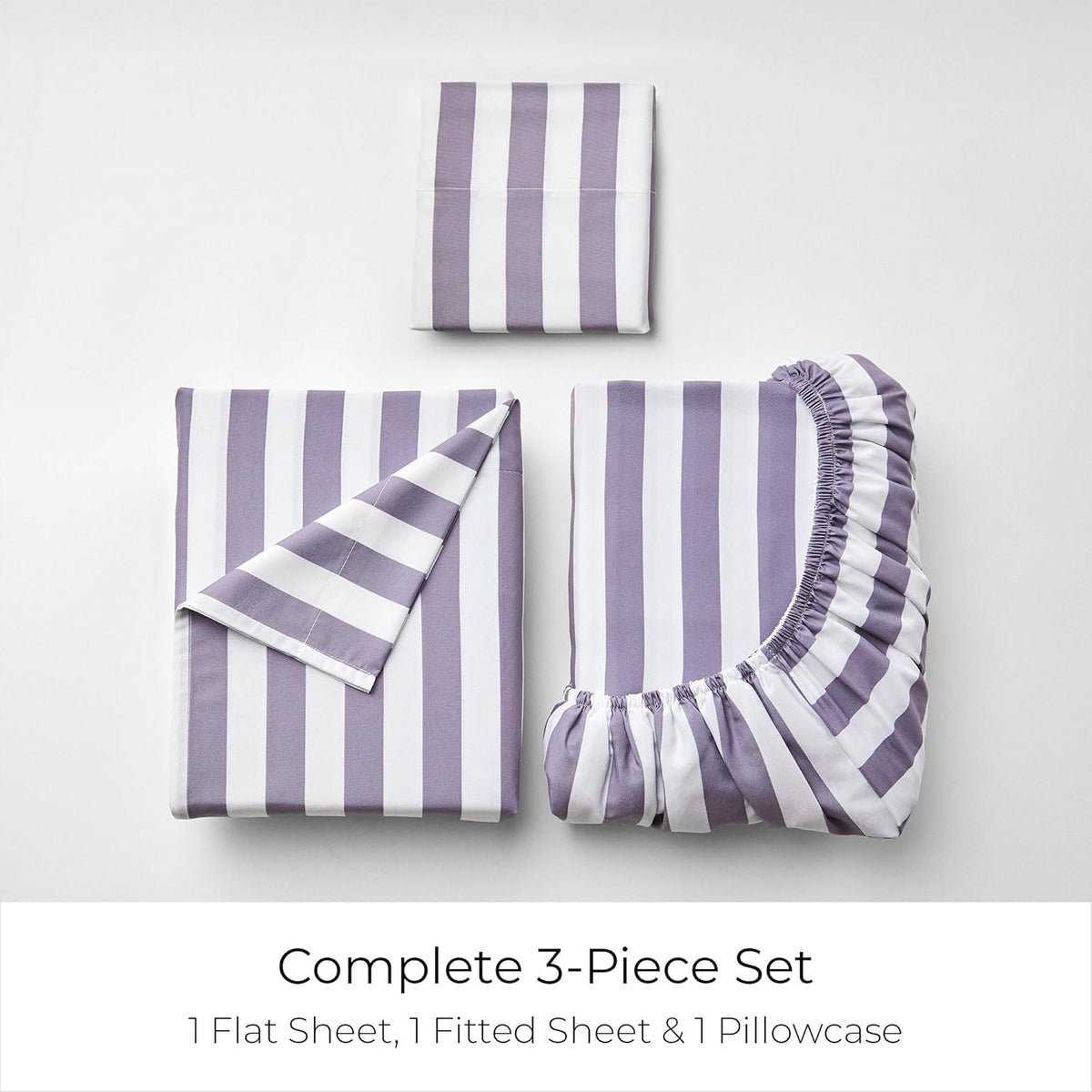 Mellanni Twin XL Sheets Set - 3 PC Iconic Collection Bedding - Hotel Luxury, Soft, Cooling Bed Sheets - Wrinkle, Fade, Stain Resistant (Twin Extra Long, Oxford Stripe Hazy Lilac)